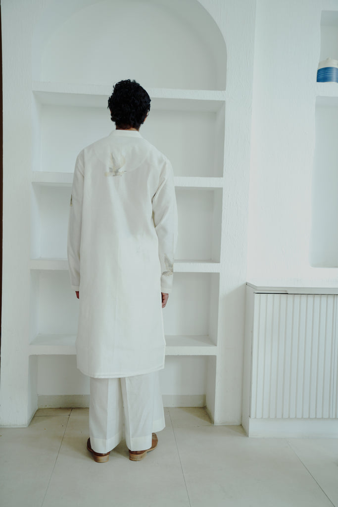 IVORY CHANDERI HAND PAINTED KURTA SET