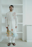IVORY CHANDERI HAND PAINTED KURTA SET