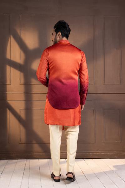 SUNSET BLOOM EMBROIDERED NEHRU AND KURTA SET