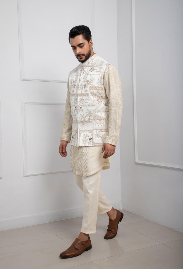 GILDED IVORY NEHRU AND KURTA SET
