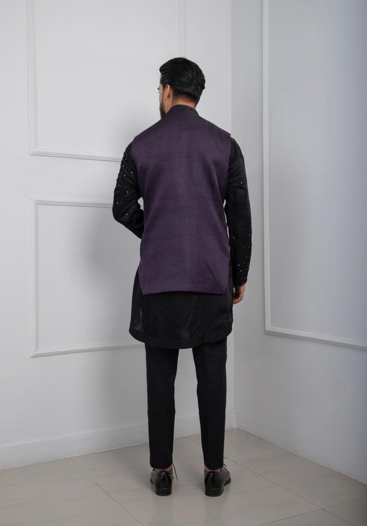 OBSIDIAN NEHRU AND ZIPPER KURTA SET