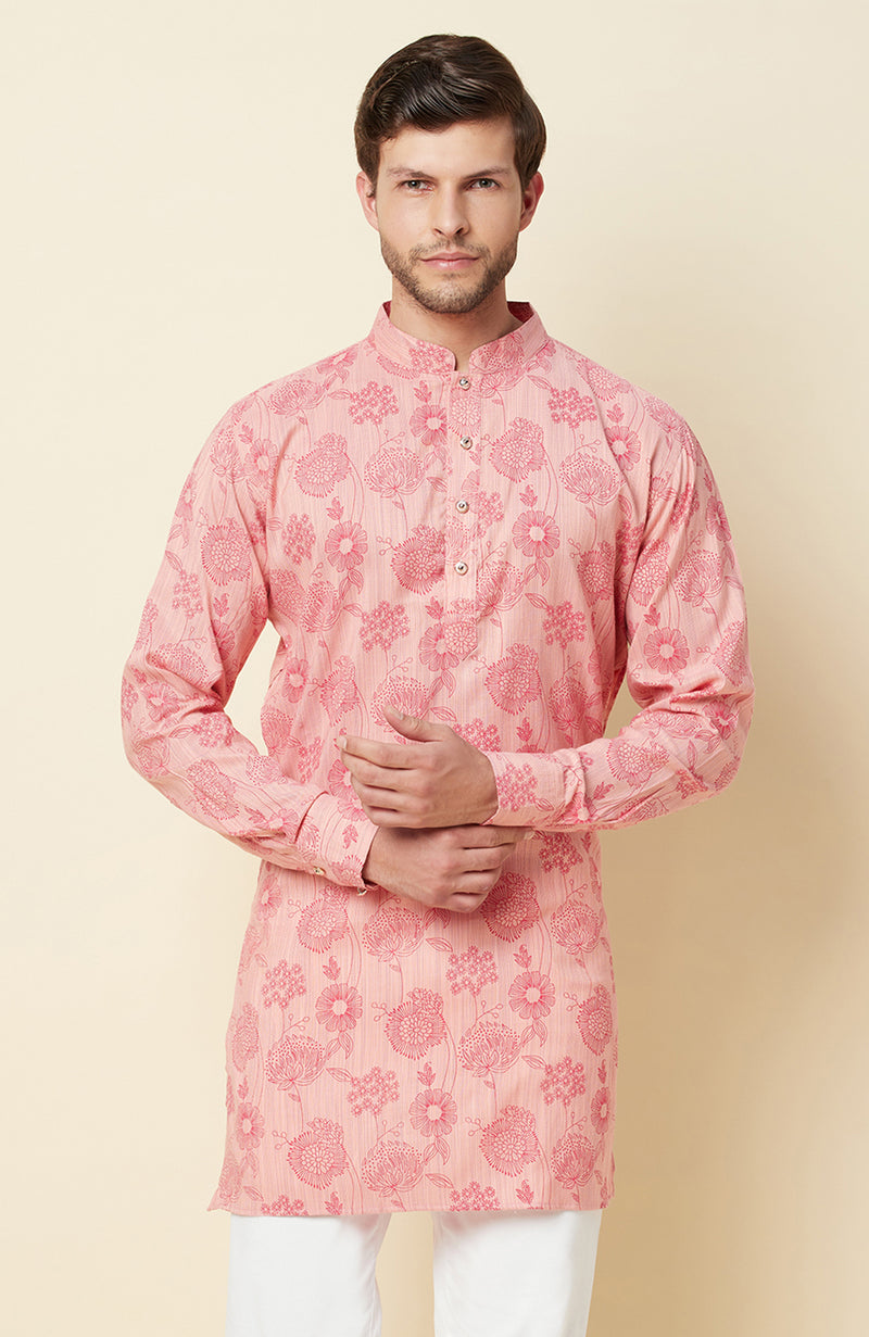 PINK FLORAL PRINT KURTA