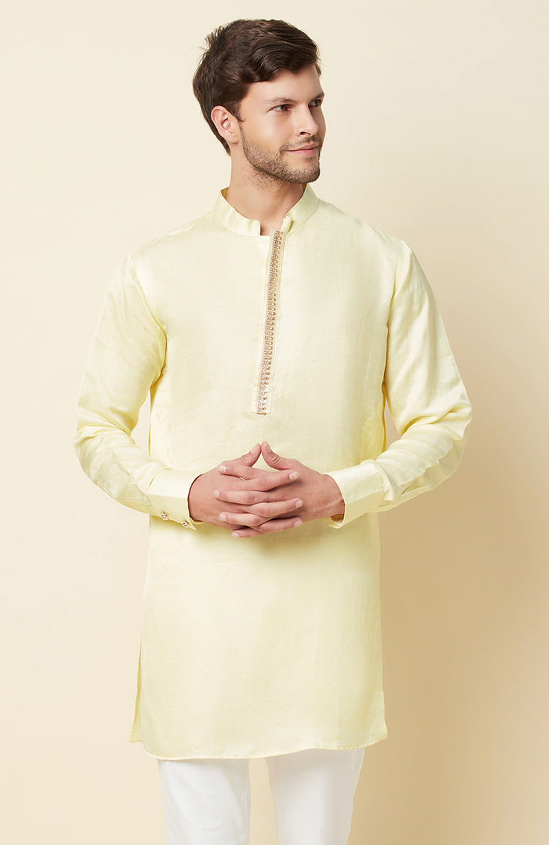 YELLOW EMBROIDERED KURTA