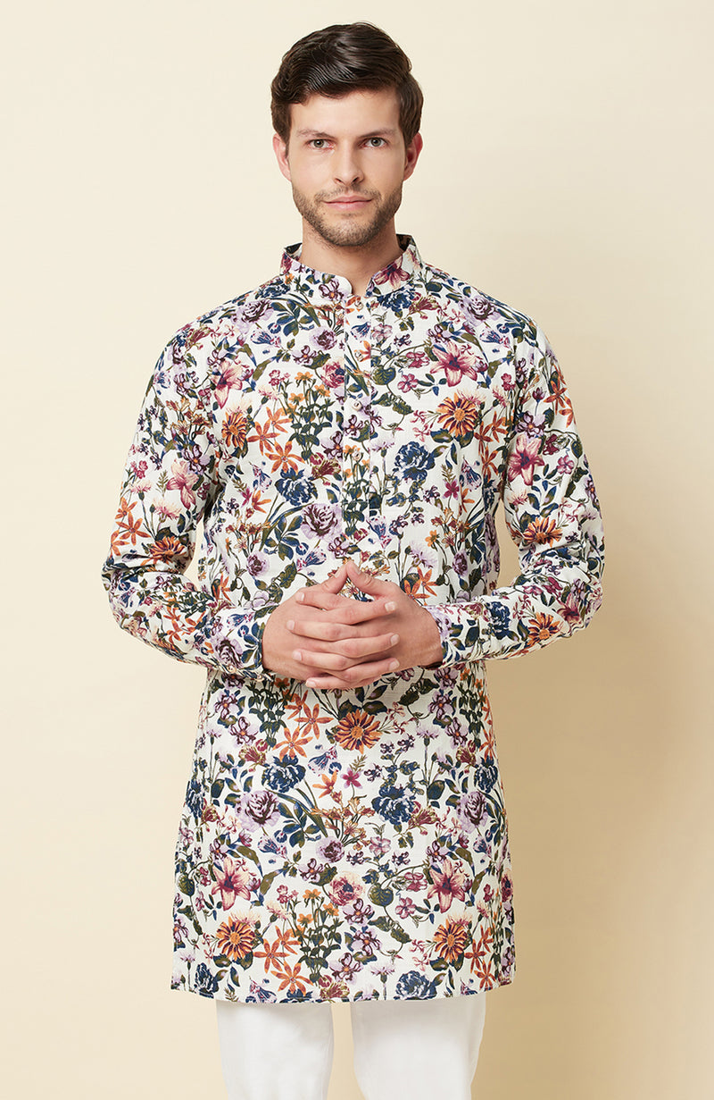 FLORAL PRINT LINEN KURTA