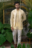 CREAM PALM ELEPHANT EMBROIDERED BUNDI