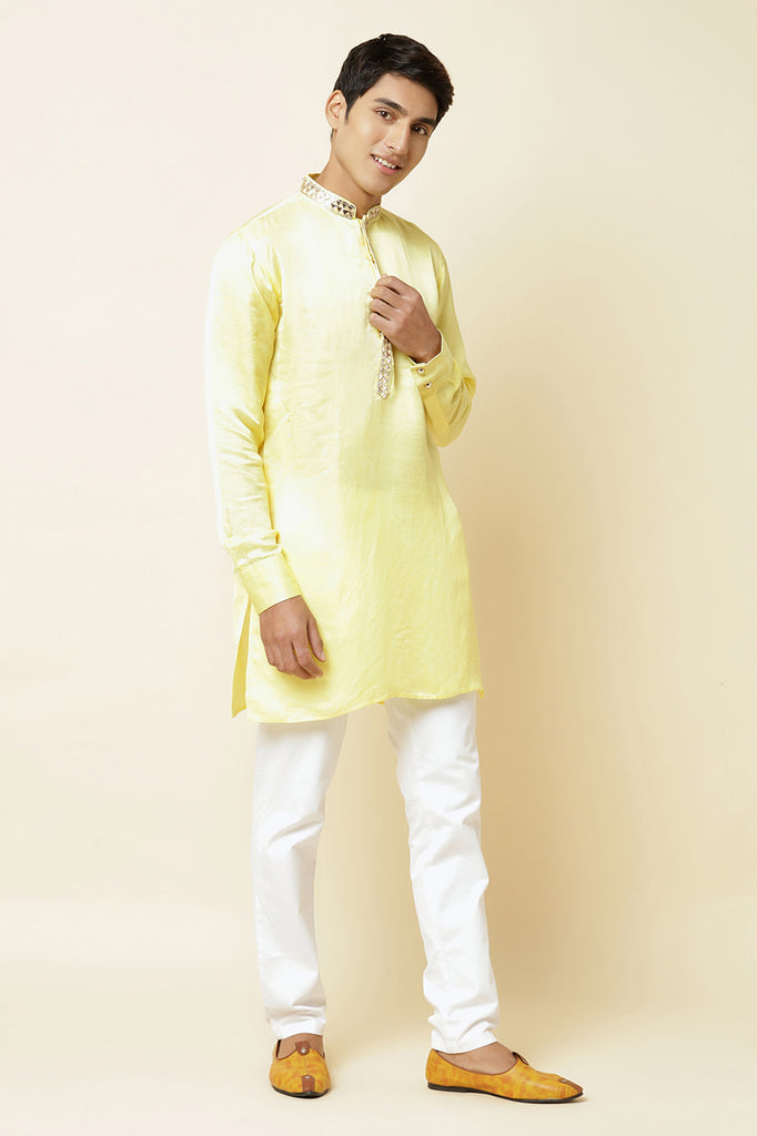 YELLOW EMBROIDERED KURTA