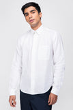 CONCEALED BUTTON-DOWN COLLAR LINEN SHIRT