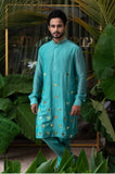 AIRY AQUA CAMEL EMBROIDERED KURTA SET