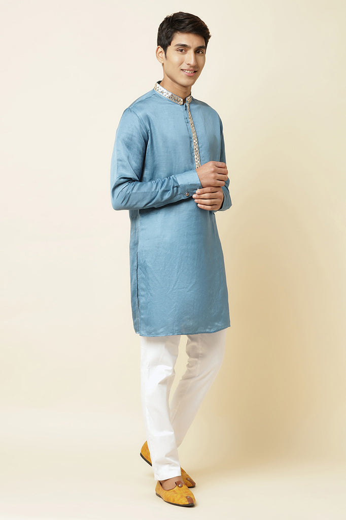BLUE EMBROIDERED KURTA
