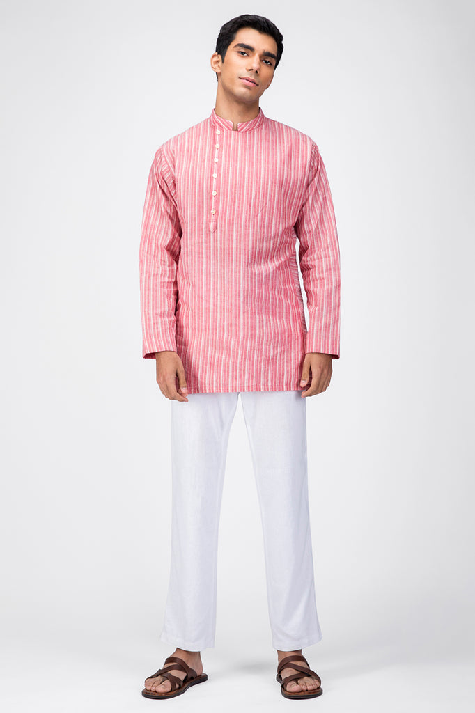 ASYMMETRIC STRIPED COTTON KALIDAAR KURTA