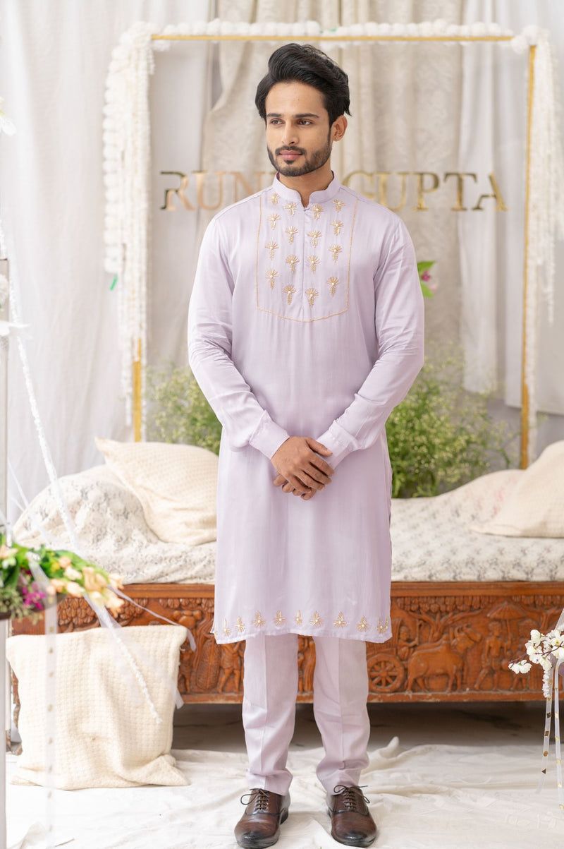 LILAC CUTPIPE EMBROIDERED KURTA SET