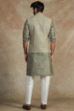 SAGE GREEN EMB KURTA JACKET SET