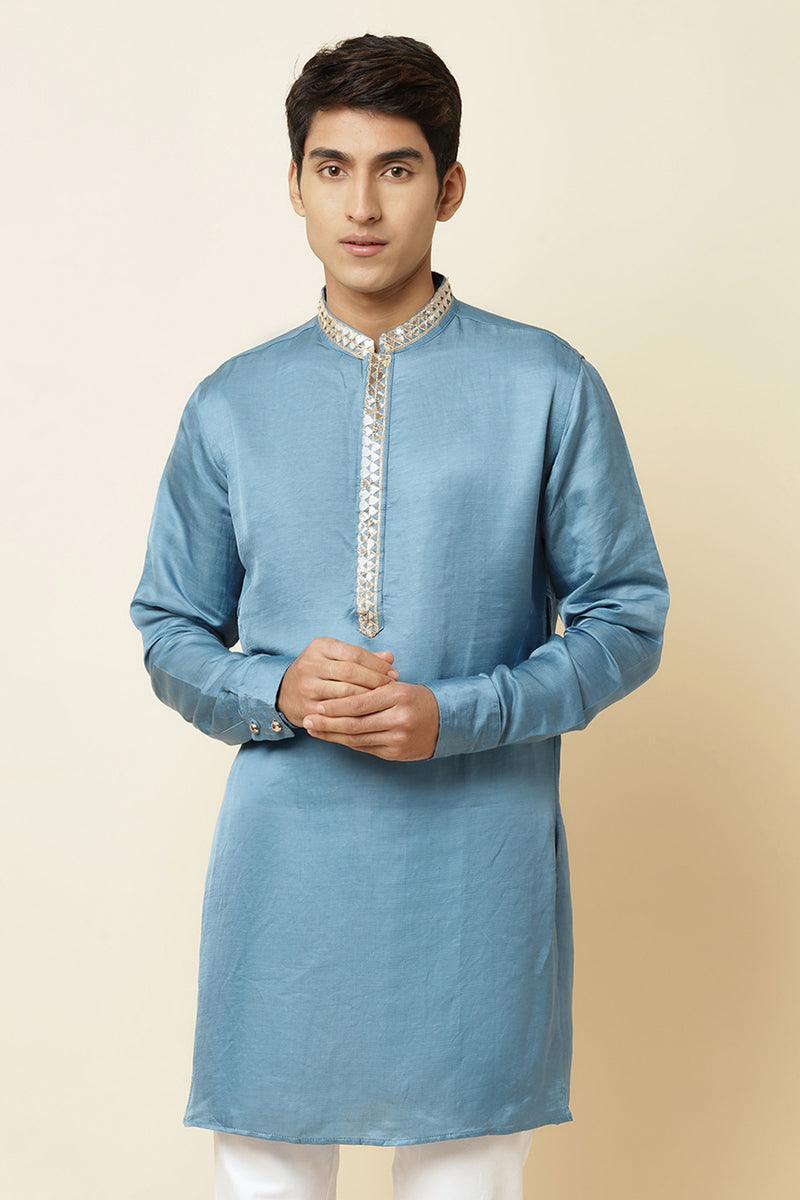 BLUE EMBROIDERED KURTA