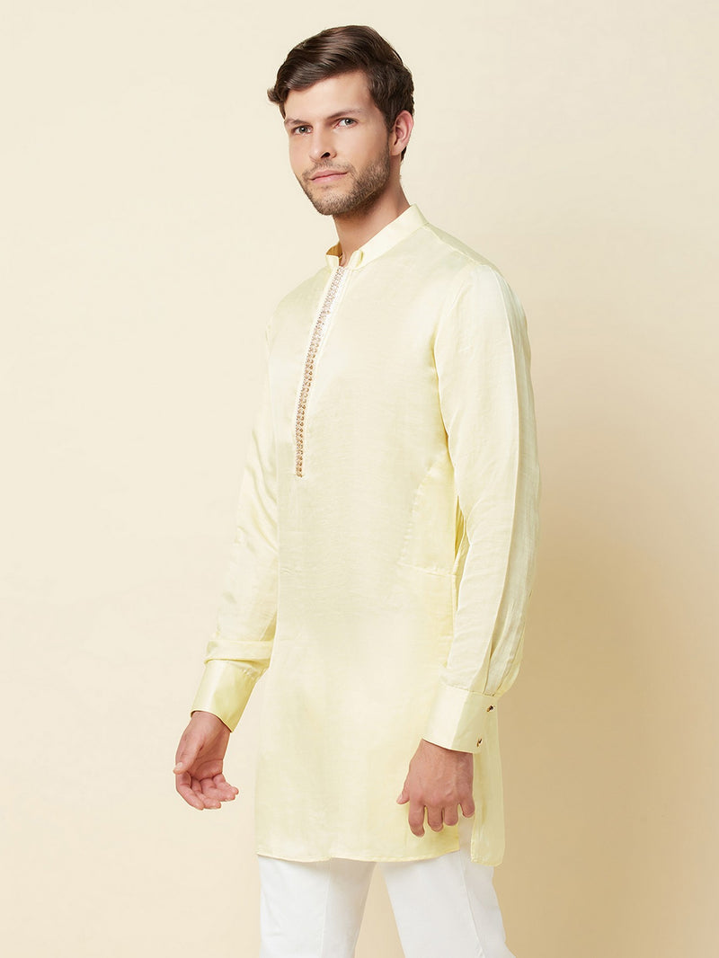 YELLOW EMBROIDERED KURTA