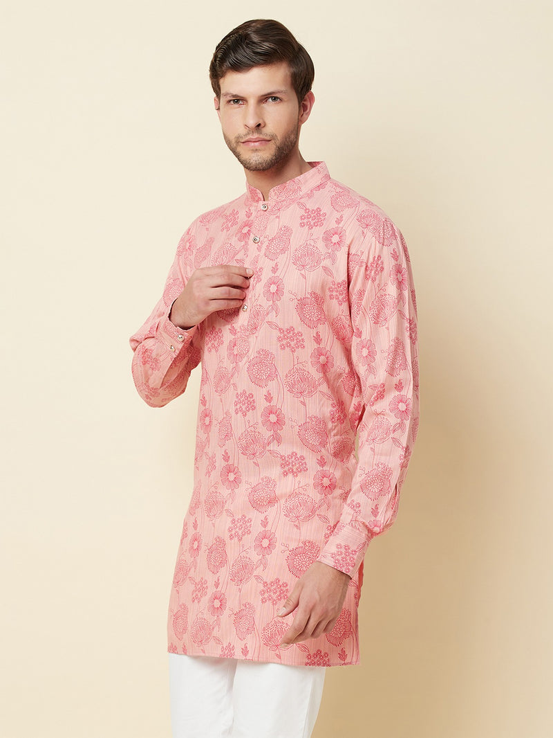 PINK FLORAL PRINT KURTA