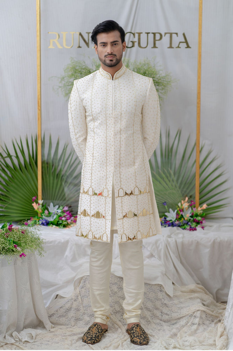 AMEY IVORY EMBROIDERED SHERWANI SET
