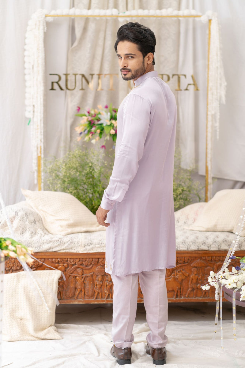 LILAC CUTPIPE EMBROIDERED KURTA SET