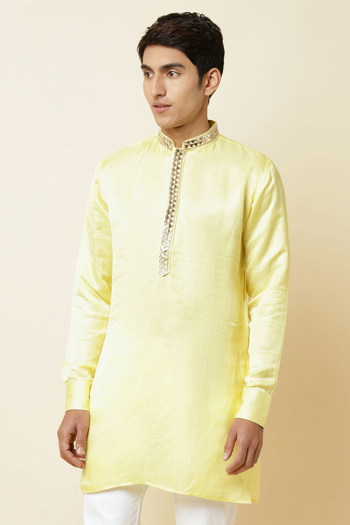YELLOW EMBROIDERED KURTA