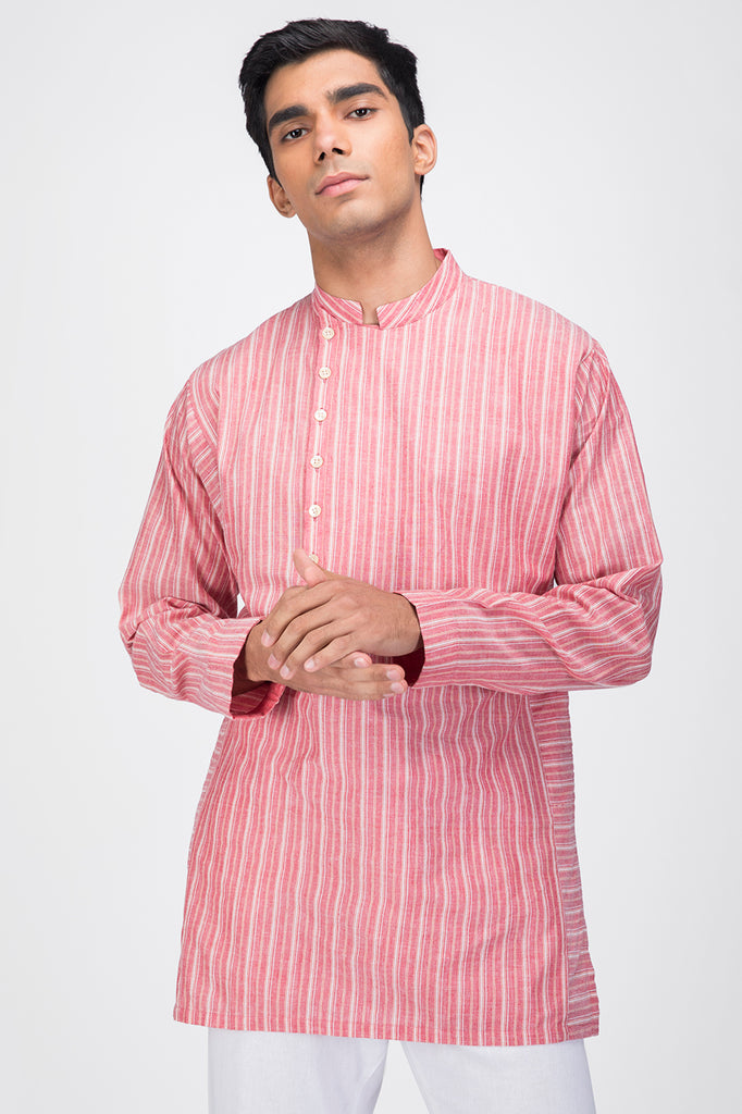 ASYMMETRIC STRIPED COTTON KALIDAAR KURTA