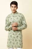 GREEN FLORAL PRINT KURTA
