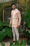 BLUSH PINK BOLD GOLD KHIDKI EMBROIDERD BUNDI