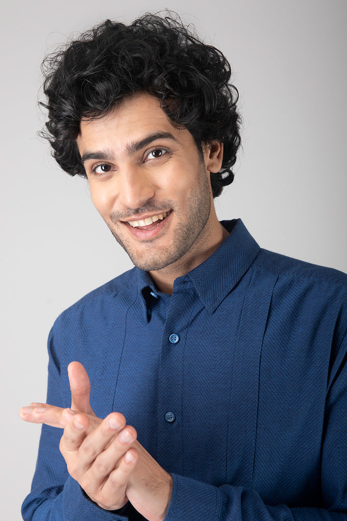 PLEATED HANDLOOM COTTON SHIRT