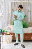 MOSS GREEN CUTPIPE EMBROIDERED KURTA SET