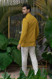 OCHRE FLORAL EMBROIDERED BUNDI