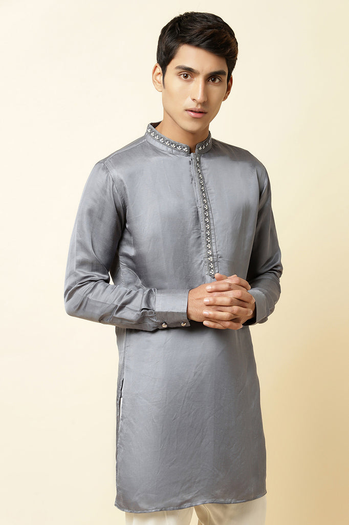 GREY EMBROIDERED KURTA