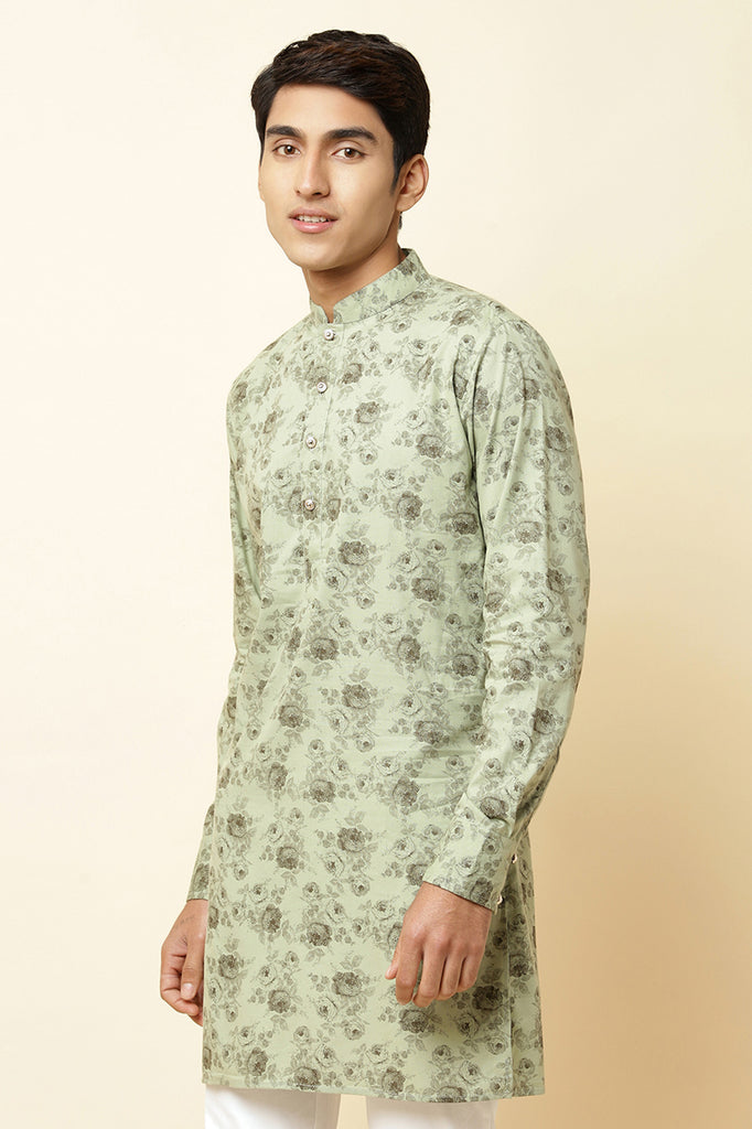 GREEN FLORAL PRINT KURTA