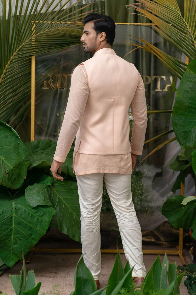 BLUSH PINK BOLD GOLD KHIDKI EMBROIDERD BUNDI