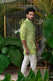 MOSS LIME PALM TREE EMBROIDERED BUNDI