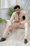 NAVAB DUSTY PINK QUILTED SHERWANI SET