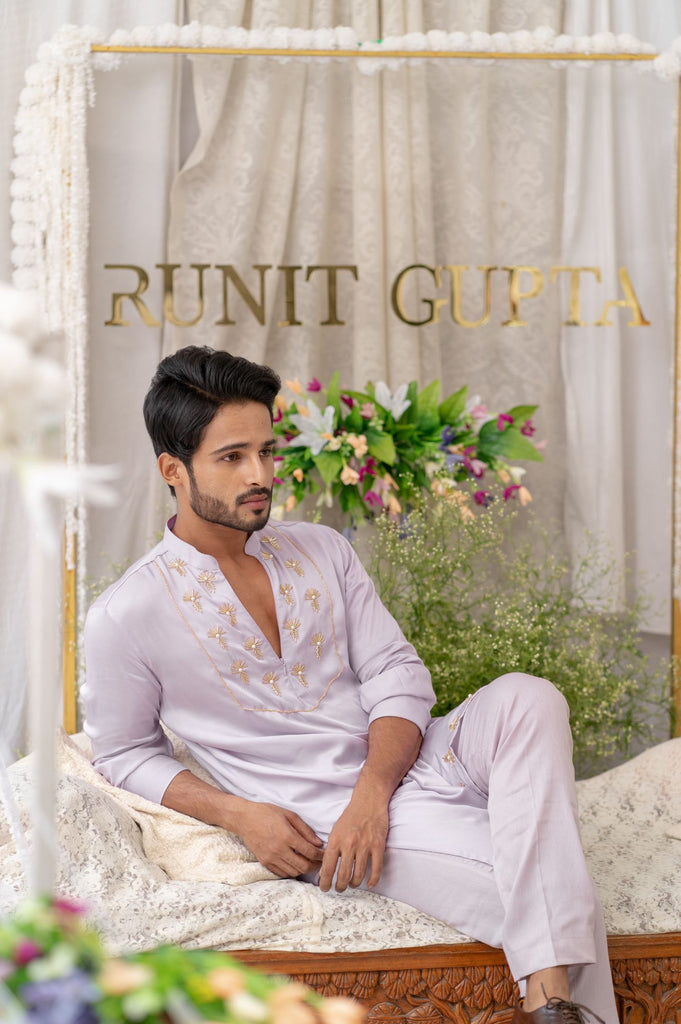 LILAC CUTPIPE EMBROIDERED KURTA SET