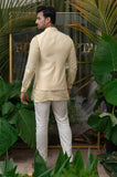 CREAM PALM ELEPHANT EMBROIDERED BUNDI