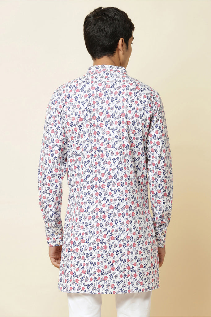 WHITE FLORAL PRINT KURTA
