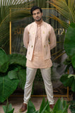 BLUSH PINK BOLD GOLD KHIDKI EMBROIDERD BUNDI
