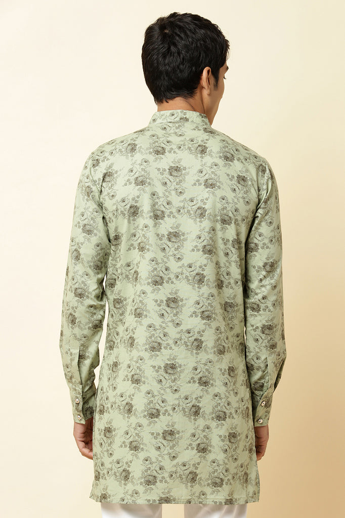GREEN FLORAL PRINT KURTA