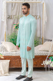 MOSS GREEN CUTPIPE EMBROIDERED KURTA SET