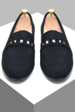Fransen Studde Loafers - BLACK