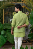 MOSS LIME PALM TREE EMBROIDERED BUNDI