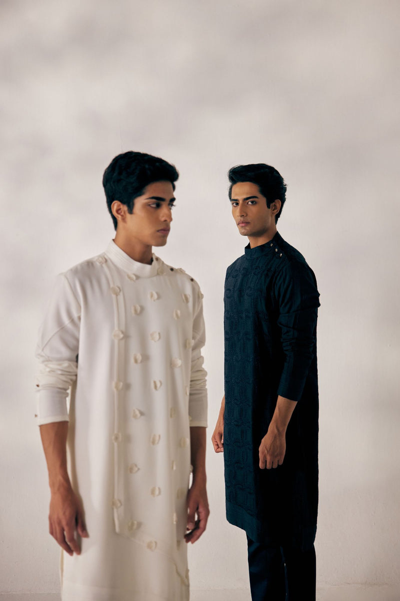 WHITE APPLIQUE KURTA SET