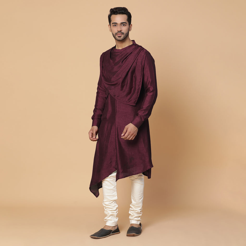 MAROON COWL NECK KURTA