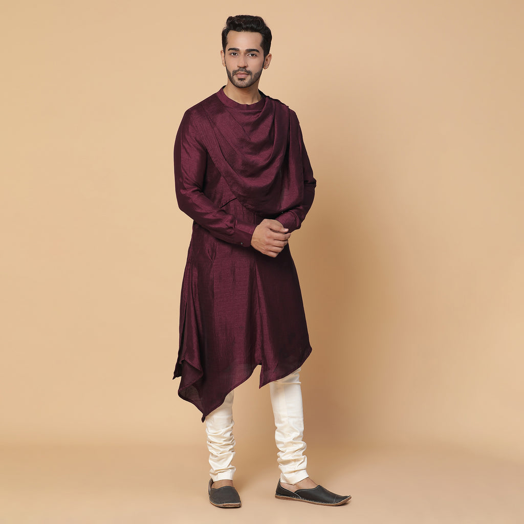 MAROON COWL NECK KURTA