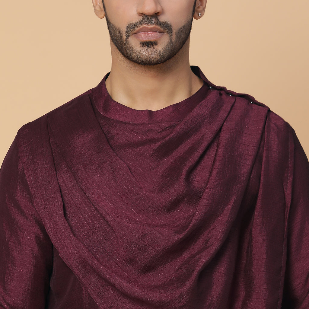 MAROON COWL NECK KURTA