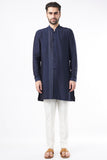 NAVY BLUE KANTHA STITCH DETAIL KURTA SET