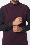 PLUM SELF TEXTURED NEHRU JACKET