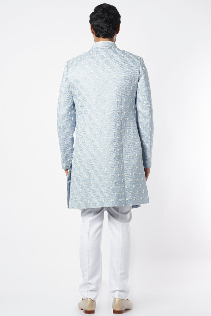 GREY EMBROIDERED SHERWANI SET