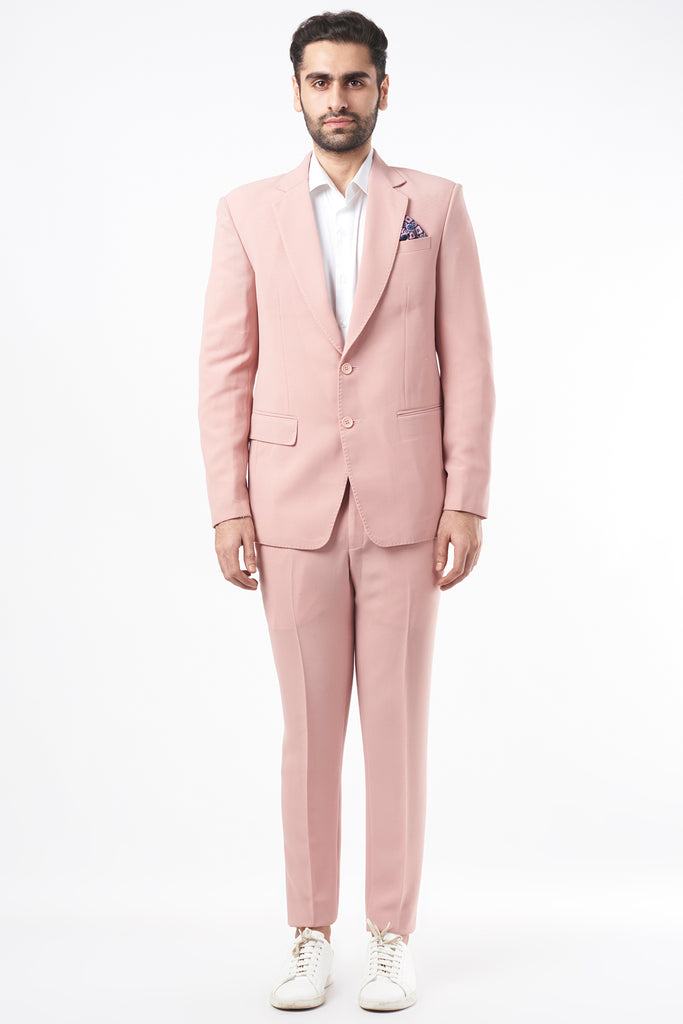 BLUSH PINK SELF TEXTURED JACKET SET