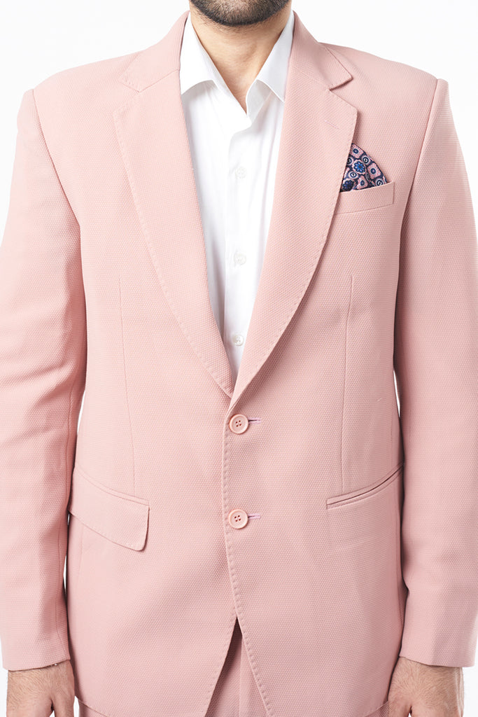 BLUSH PINK SELF TEXTURED JACKET SET